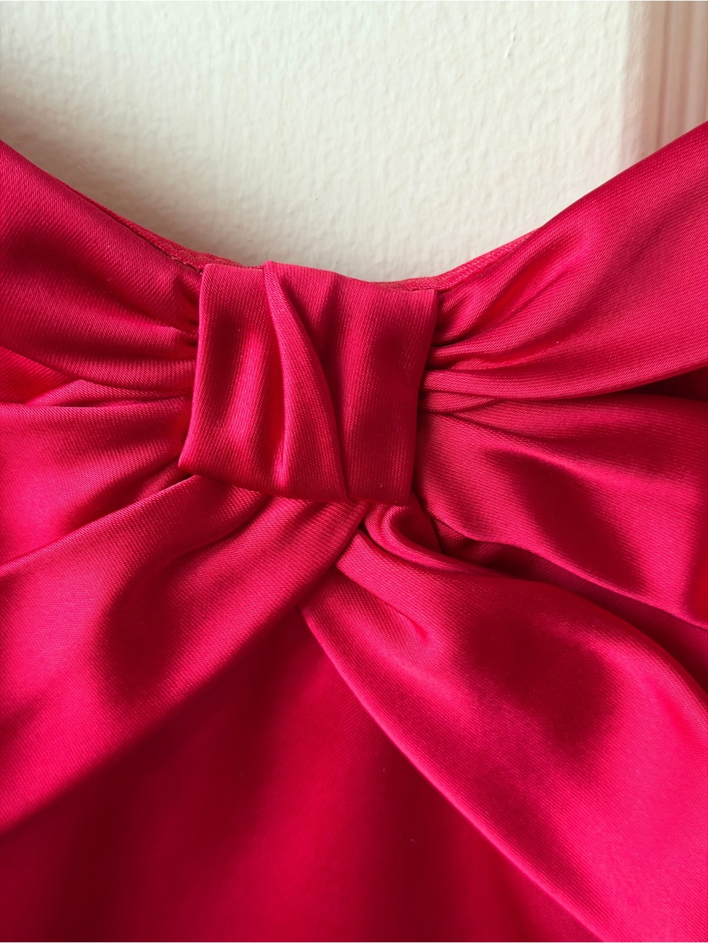 David Meister Bright red bow Satin dress size 10 nwt